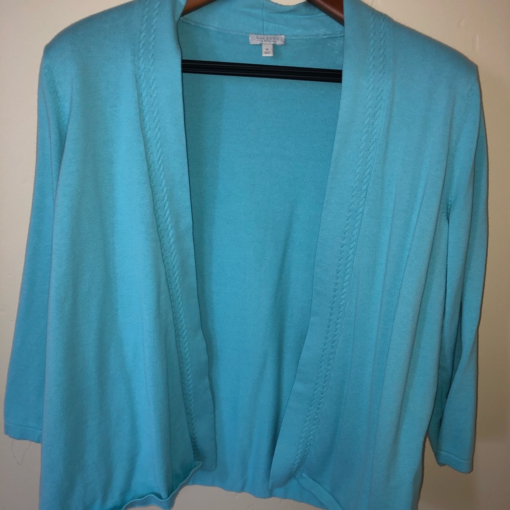 Talbots Teal 3/4 Sleeve Cardigan